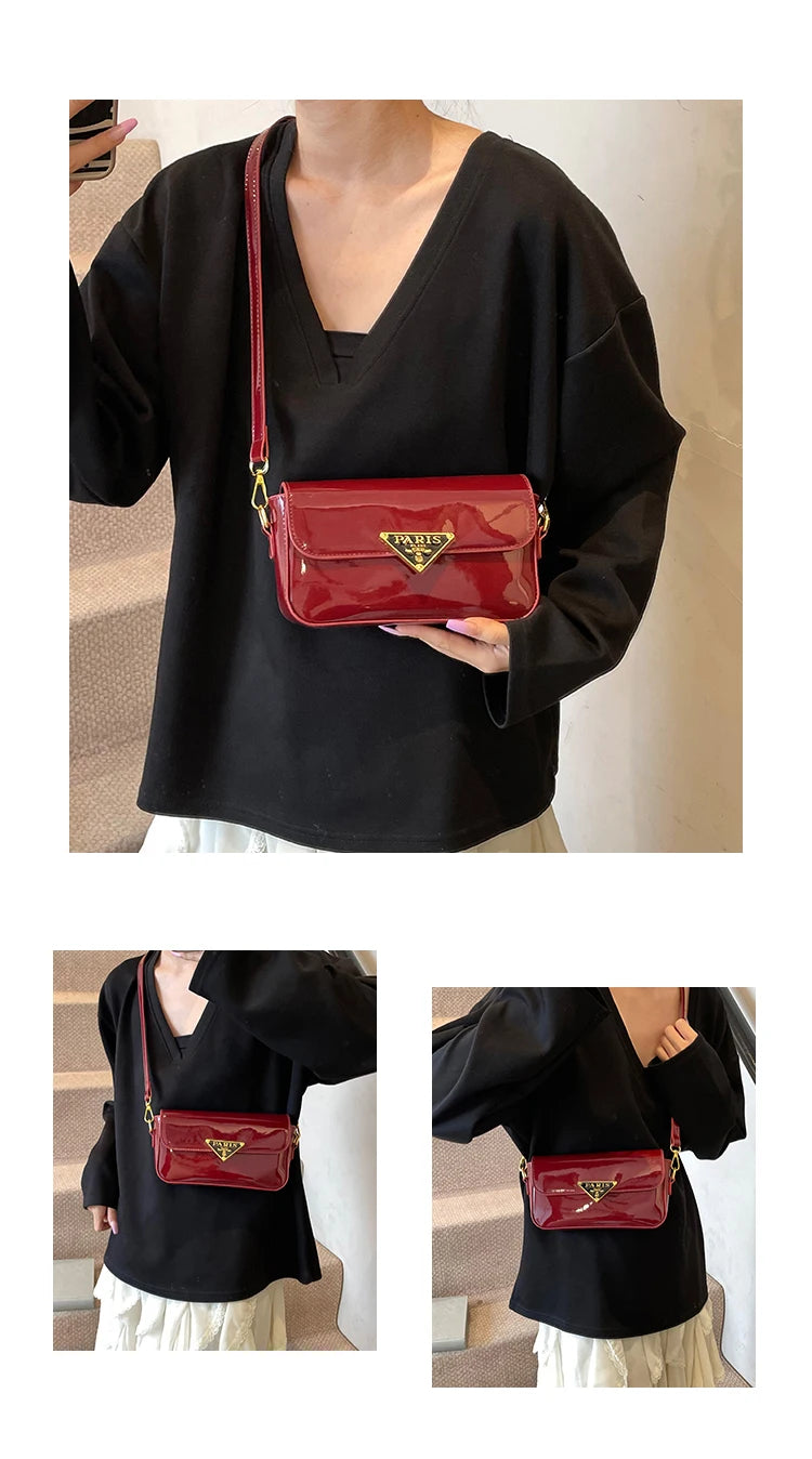 Beautiful High-End Crossbody Handbag for Women Featuring Minimalist Leather Solid Color Trendy Design and Logo