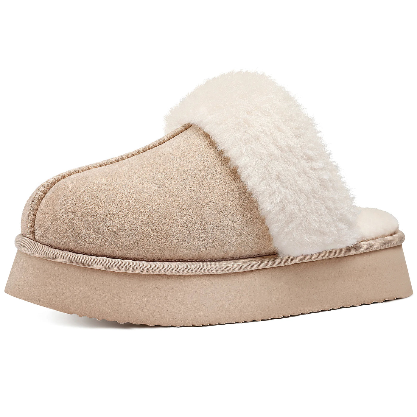 Crestar Women's Platform Fuzzy Slippers New Lady Winter House Slipper Thick Soles Warm Fuzzy Shoes Indoor Outdoor Cotton Shoes