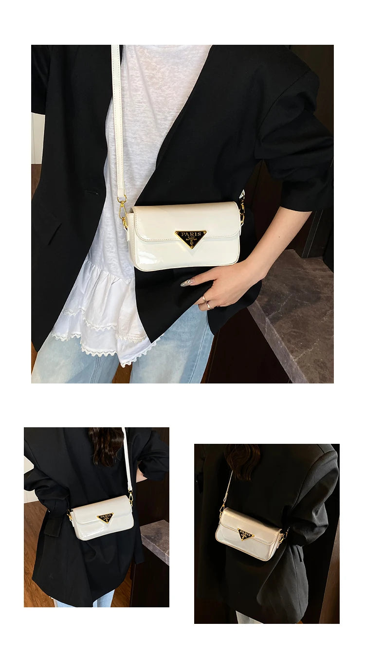 Beautiful High-End Crossbody Handbag for Women Featuring Minimalist Leather Solid Color Trendy Design and Logo
