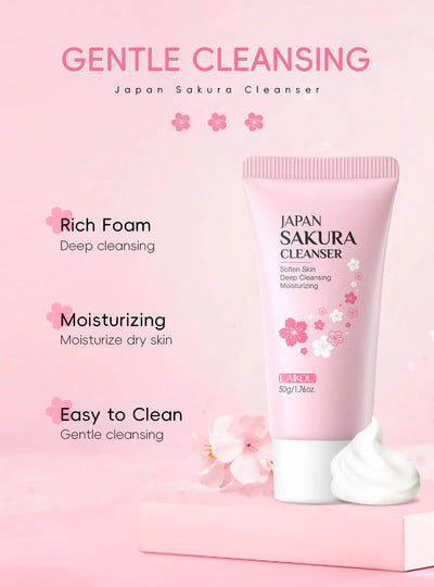 Sakura Cleanser Rich Foam Deep Clean Remove Grease Improve Oily Face Wash Cream Gentle Moisturizing Remove Blackhead CleanserSak