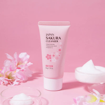 Sakura Cleanser Rich Foam Deep Clean Remove Grease Improve Oily Face Wash Cream Gentle Moisturizing Remove Blackhead CleanserSak