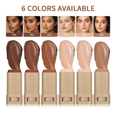 Foundation Stick  Serum Boosted Skin Tint Balm Silky Texture Moisturizing Coverage Plumper Natural Even Skin Tone Travel Makeup