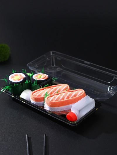 2 pairs of novelty and interesting salmon sushi socks gift box Christmas season style