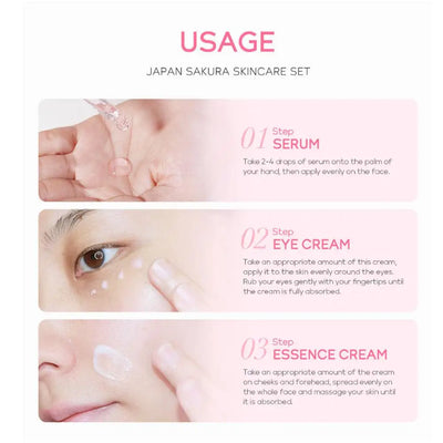 5/3pcs/Set Sakura Skin Care Sets Face Cream Serum Toner Facial Cleanser Sunscreen Eye Cream Gift Box Face Skin Care Set Product
