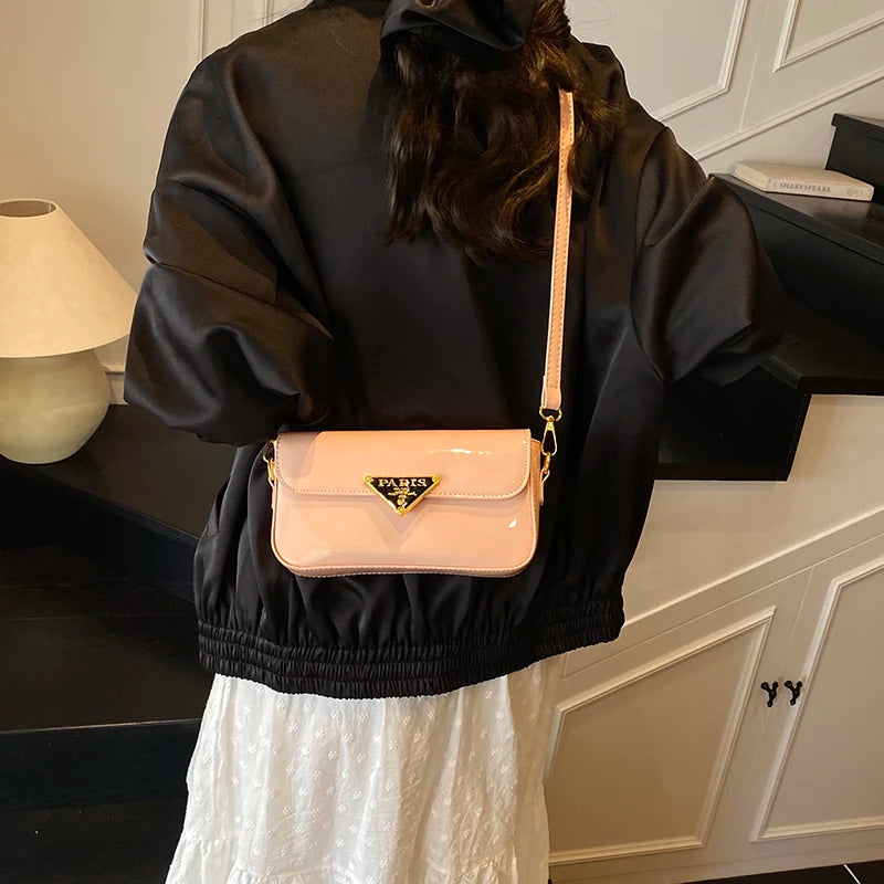 Beautiful High-End Crossbody Handbag for Women Featuring Minimalist Leather Solid Color Trendy Design and Logo