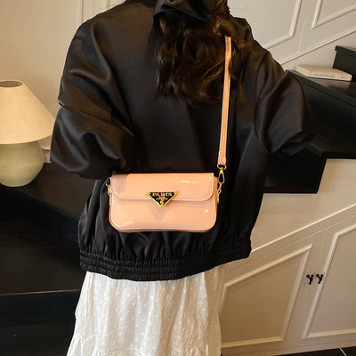 Beautiful High-End Crossbody Handbag for Women Featuring Minimalist Leather Solid Color Trendy Design and Logo