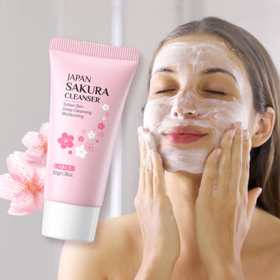 Sakura Cleanser Rich Foam Deep Clean Remove Grease Improve Oily Face Wash Cream Gentle Moisturizing Remove Blackhead CleanserSak