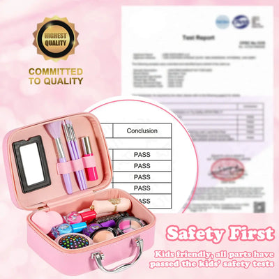 Children's make-up set for girls, 27 pieces washable cosmetic set with make-up case for children, role play toy and present