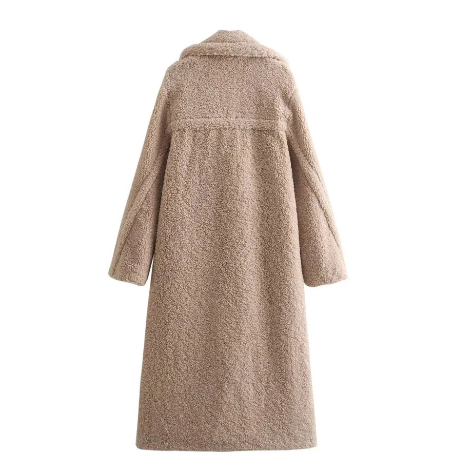 Coats Women Long Coat Turn Down Collar Full Sleeve Thick Warm Y2k Streetwear Elegant Jackets Open Stith Autumn Winter 2025