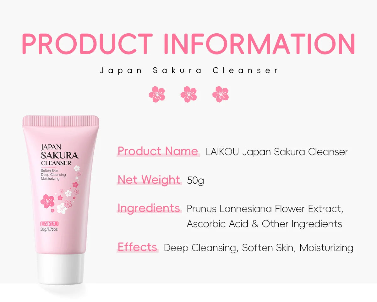 Sakura Cleanser Rich Foam Deep Clean Remove Grease Improve Oily Face Wash Cream Gentle Moisturizing Remove Blackhead CleanserSak