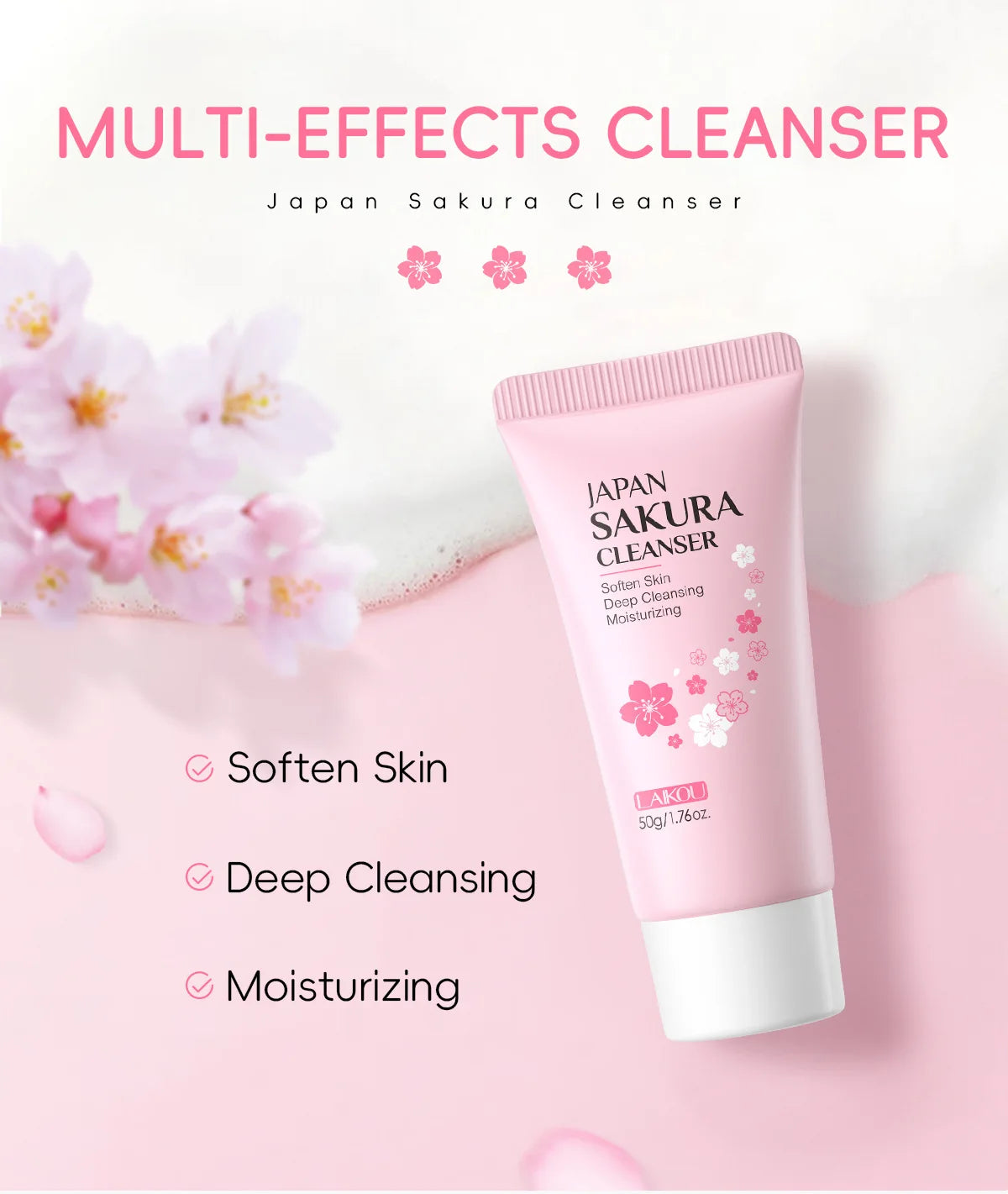 Sakura Cleanser Rich Foam Deep Clean Remove Grease Improve Oily Face Wash Cream Gentle Moisturizing Remove Blackhead CleanserSak