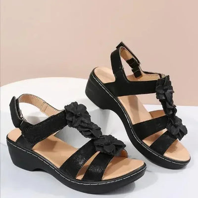 Shoes for Women's Summer  Fashion Flower Round Toe Sandals Women Platform Wedge Sandals Women Roman Comfort Sandalias