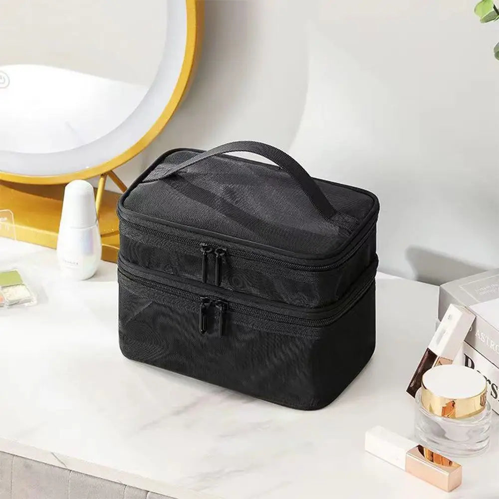 Women's Transparent Mesh Travel Cosmetic Bag Makeup and Toiletries Kit Storage Bag Make Up Organizer Bag