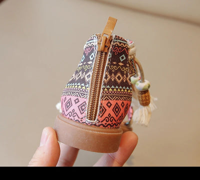 Girls Sandals Ethnic Retro Children Fashion Casual Shoes Tassels 2024 Back Zipper Summer New Sandals Kids Pattern GLADIATOR Cute