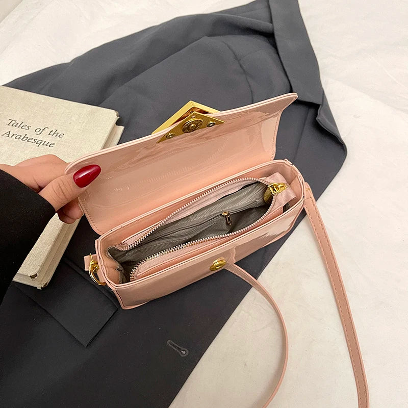 Beautiful High-End Crossbody Handbag for Women Featuring Minimalist Leather Solid Color Trendy Design and Logo