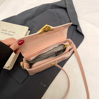 Beautiful High-End Crossbody Handbag for Women Featuring Minimalist Leather Solid Color Trendy Design and Logo