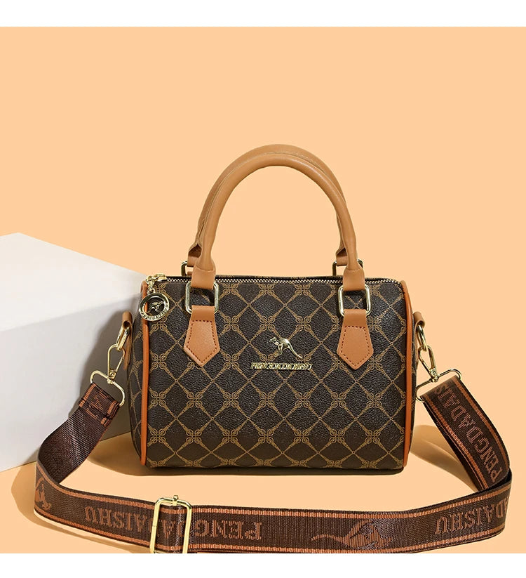 Boston women's handbag, women's single shoulder messenger bag, simple and versatile, large capacity, middle-aged mother's