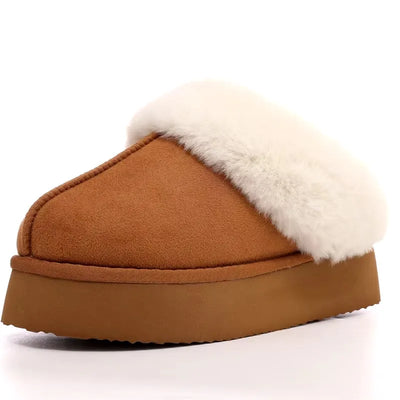 Crestar Women's Platform Fuzzy Slippers New Lady Winter House Slipper Thick Soles Warm Fuzzy Shoes Indoor Outdoor Cotton Shoes