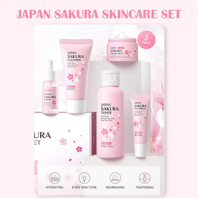 5/3pcs/Set Sakura Skin Care Sets Face Cream Serum Toner Facial Cleanser Sunscreen Eye Cream Gift Box Face Skin Care Set Product
