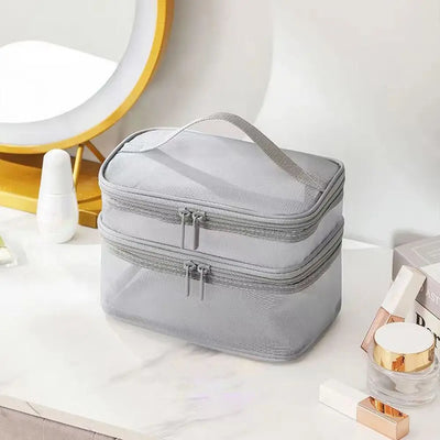 Women's Transparent Mesh Travel Cosmetic Bag Makeup and Toiletries Kit Storage Bag Make Up Organizer Bag