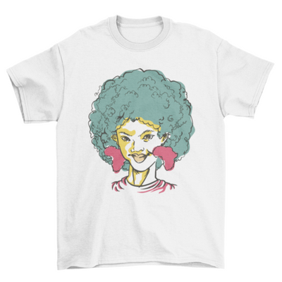 Black girl with Africa earrings t-shirt design