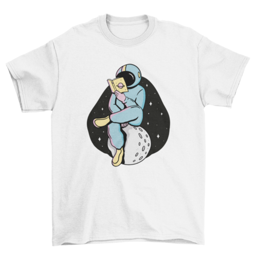 Astronaut reading a book t-shirt design