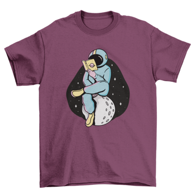 Astronaut reading a book t-shirt design