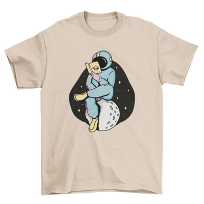 Astronaut reading a book t-shirt design