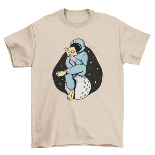 Astronaut reading a book t-shirt design