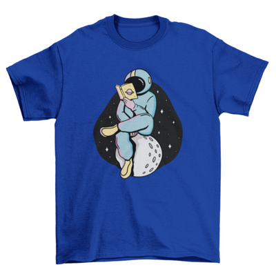 Astronaut reading a book t-shirt design