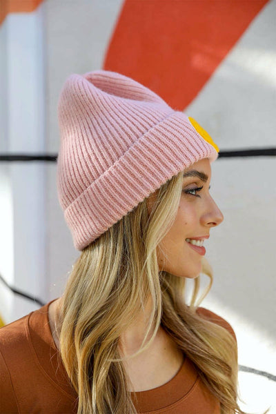 Smiley Face Ribbed Beanie 🙂