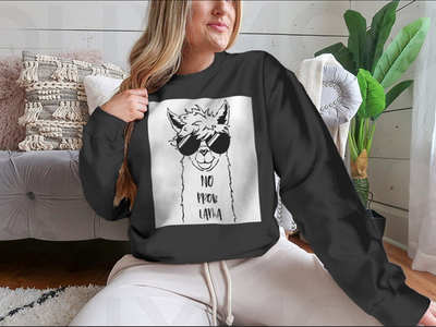 Cute Llama Face With Sunglasses Design for Sweatshirt