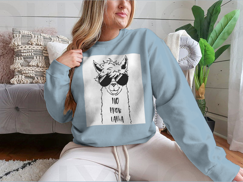 Cute Llama Face With Sunglasses Design for Sweatshirt