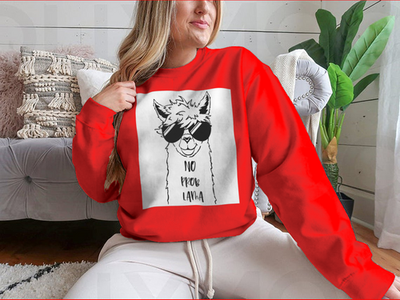 Cute Llama Face With Sunglasses Design for Sweatshirt
