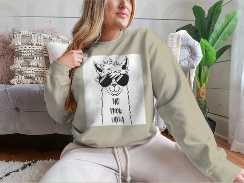 Cute Llama Face With Sunglasses Design for Sweatshirt