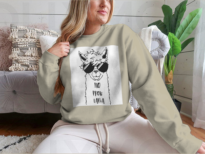 Cute Llama Face With Sunglasses Design for Sweatshirt