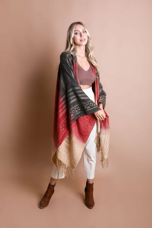 Bohemian Style Color Blend Tassel Serape