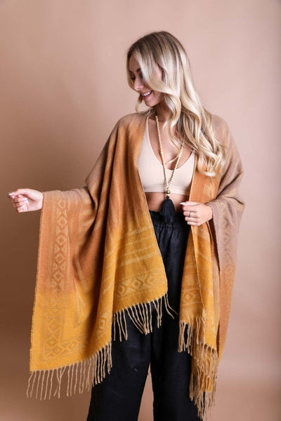 Bohemian Style Color Blend Tassel Serape